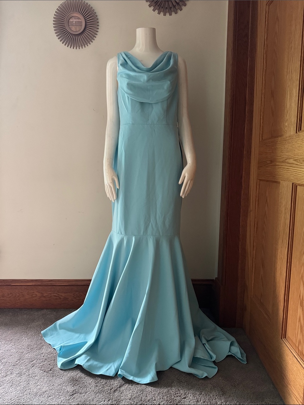 ChicSew Cowl Neck Mermaid Bridesmaid Gown Aqua Blue Green SIZE 10 NWT